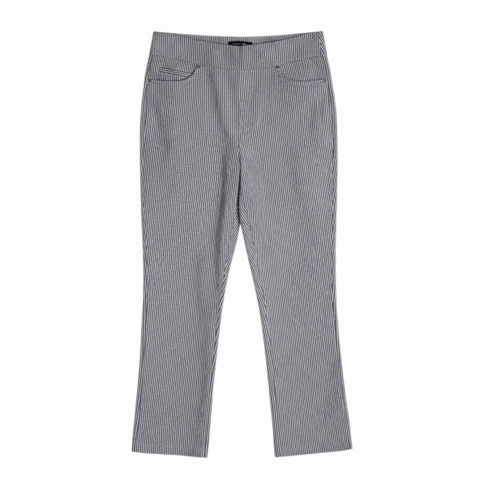 Mario Serrani Italy Crop Ankle Pants Slim Pinstripe Blue White S NWT